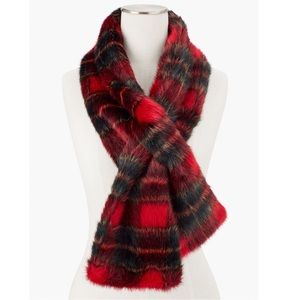 Talbots Faux Fur Scarf - Tartan Plaid